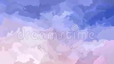 动画彩色背景无缝循环视频-水彩效果-天蓝色，薰衣草紫色和浅紫色